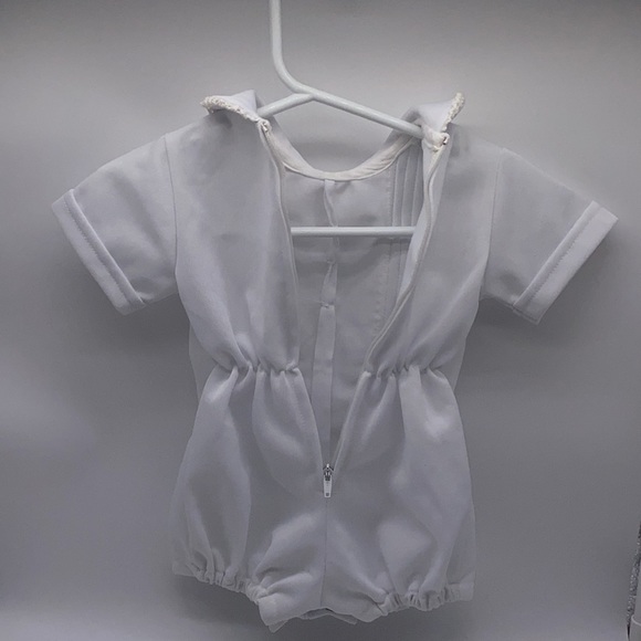 1970s Infant Boys Summer Romper White Vintage Retro Fashion Movie Wardrobe 3-6M - Picture 5 of 11